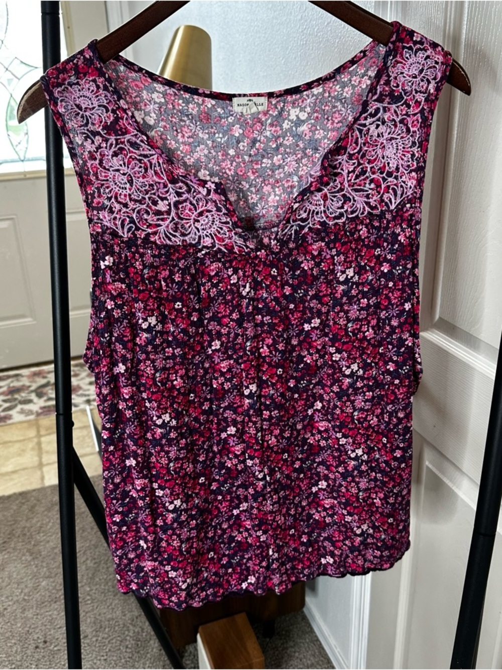 Floral Lace Yoke Sleeveless Camisole - Pink Multi ❄️